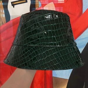 Eugenia Kim Green Croc-Embossed Bucket Hat